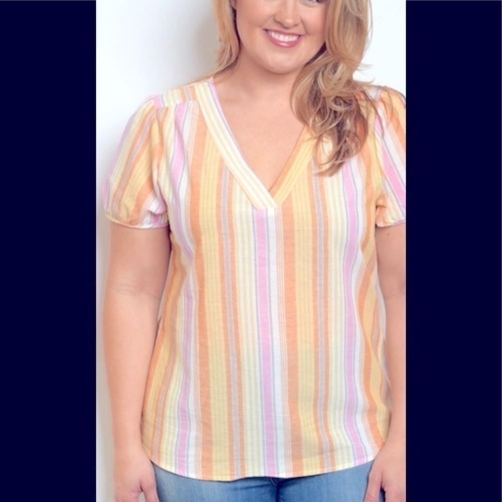 Tunic Top V-neck Mutli Stripes size 3X